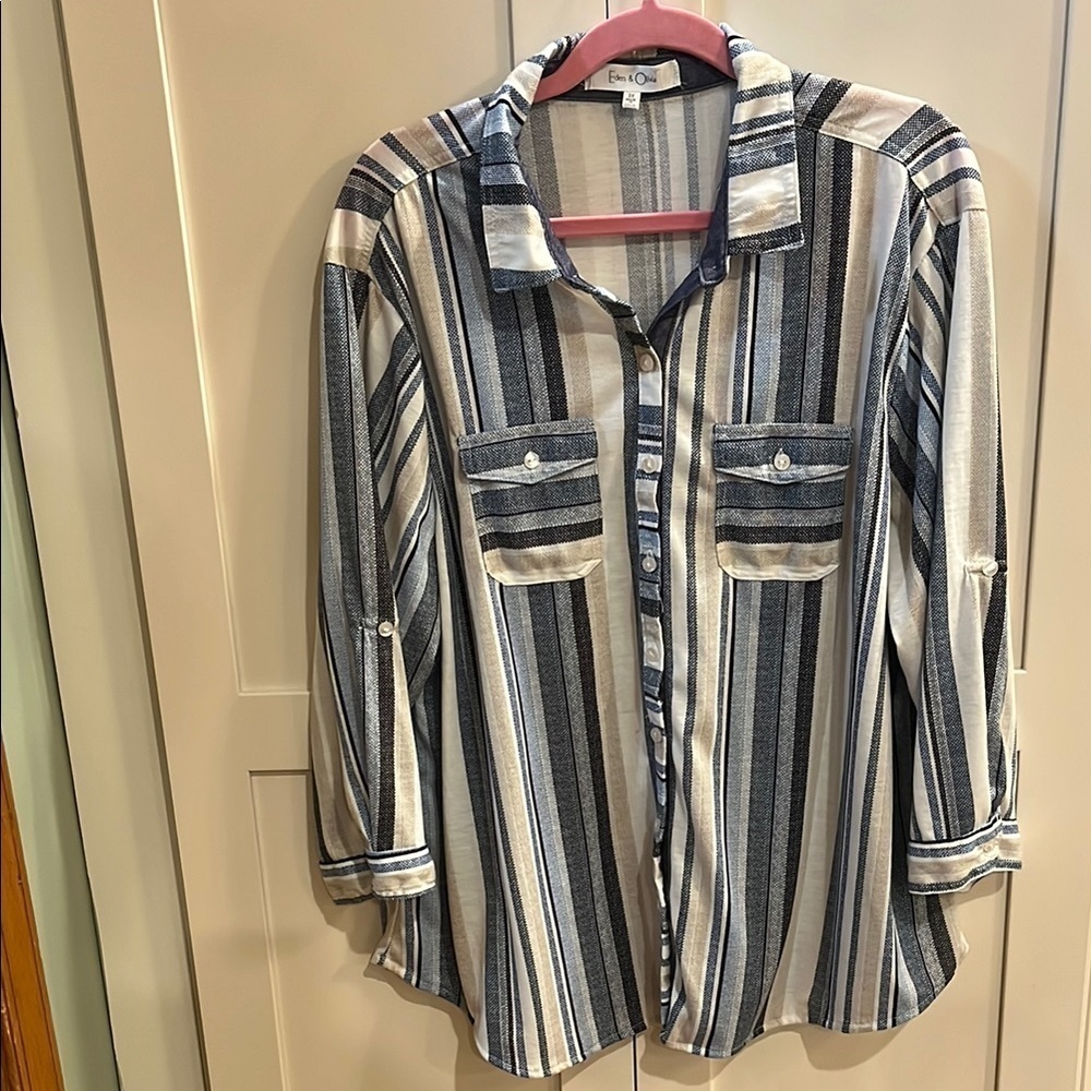 Eden & Olivia Striped Button Up